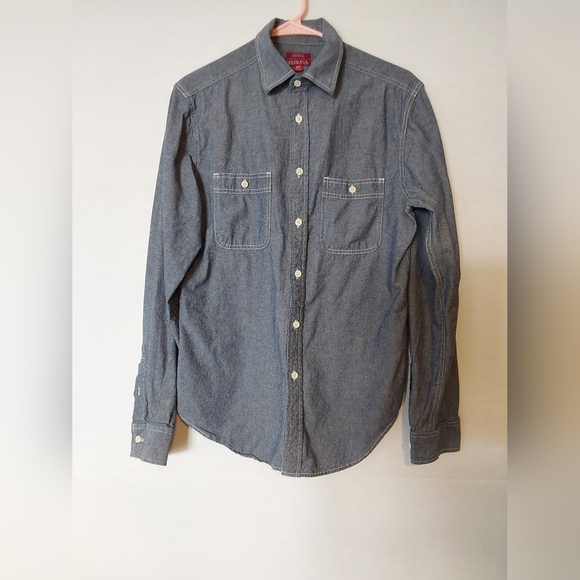 Menora Denim Shirt, Men's Long Sleeve Chambray Denim Shirt, Size Small - Picture 8 of 8
